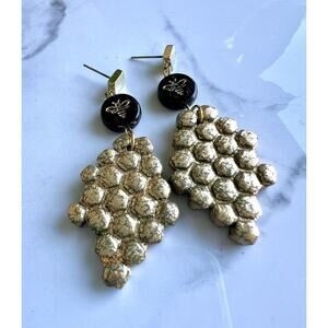 Handmade Polymer Clay Earrings Handcrafted Artwork Bee Honeycomb